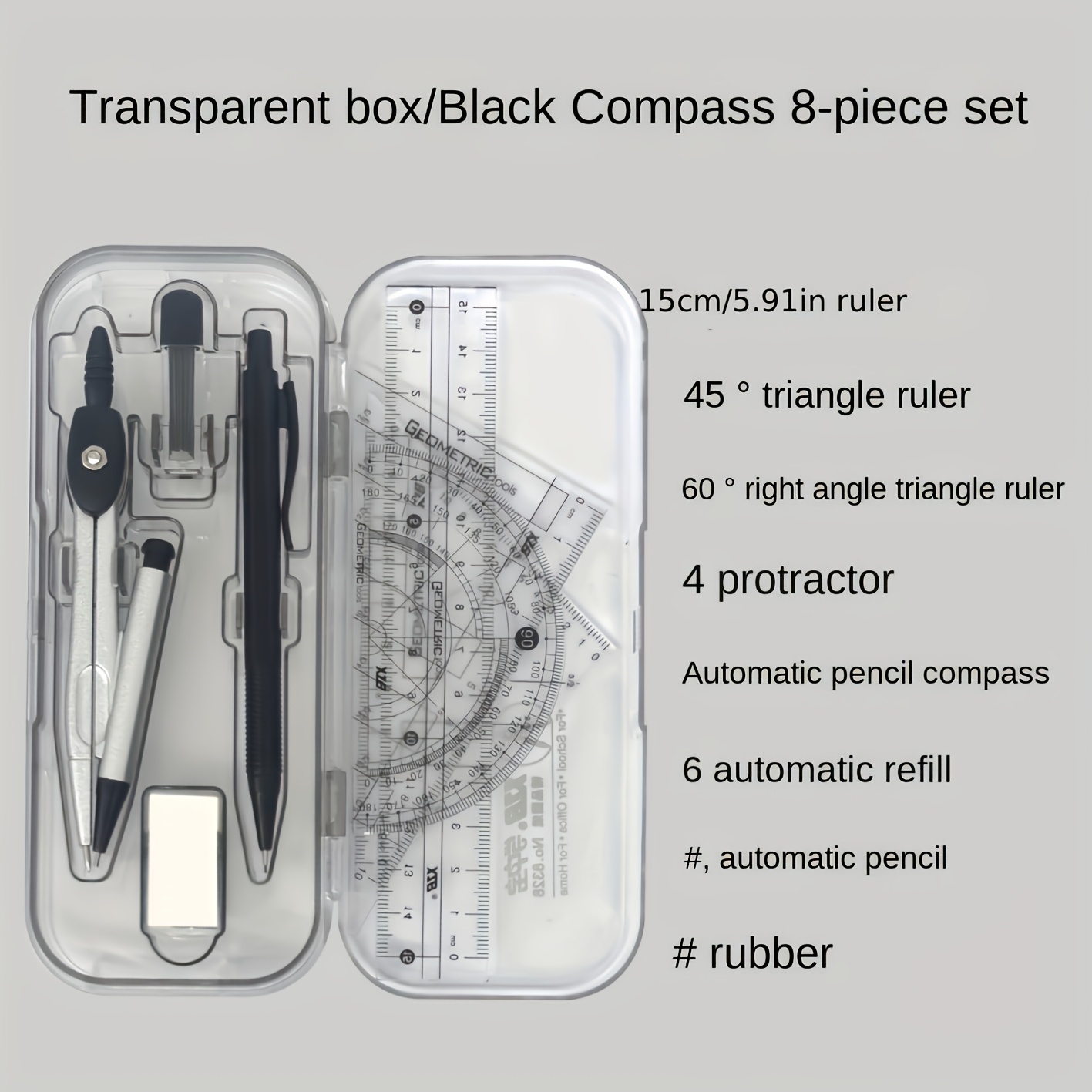 Compass and Ruler Set, Geometr - Math Geometry Set With Compass 评论和价格
