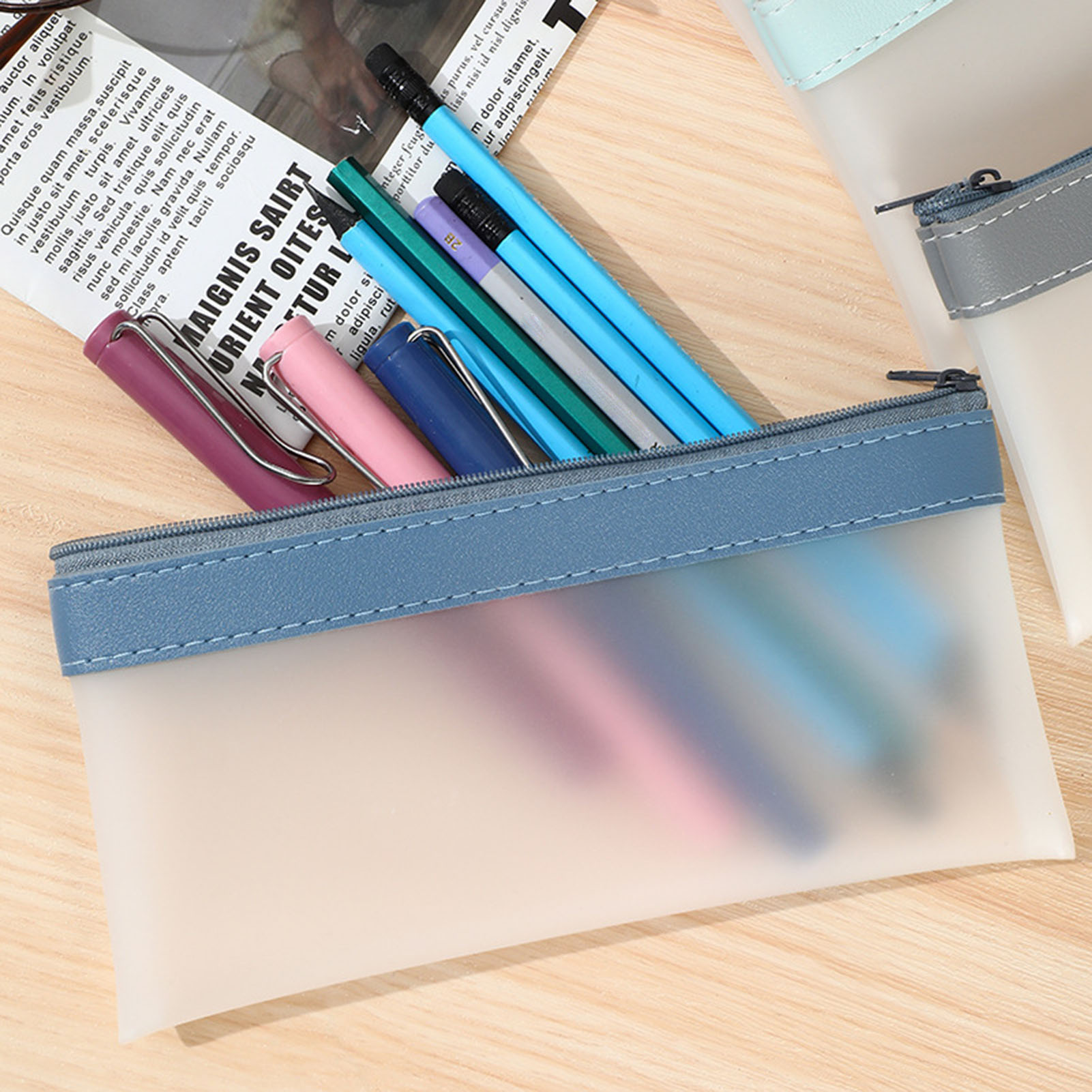 Transparent Frosted Pencil Cas - Aesthetic Large Pencil Case Pouch 评论和价格