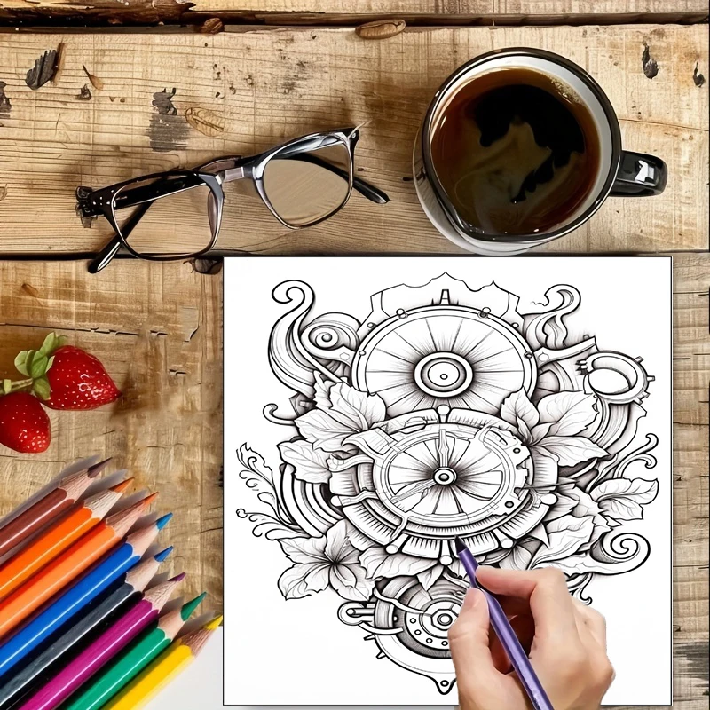 Coloring Book Steampunk Flower - School Supplies 评论和价格